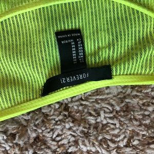 F21 Neon yellow crop top mesh shirt